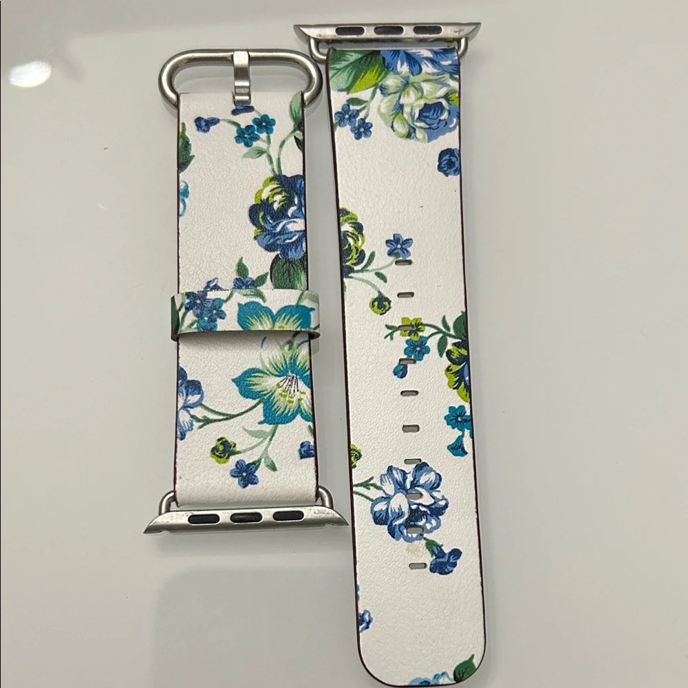Apple Watch Floral White and Blue Watch Band, size 42mm